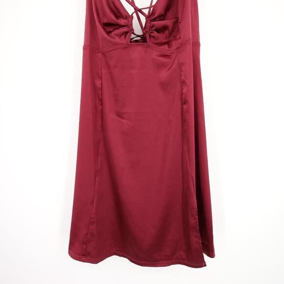 NWT Auden Burgundy Silk-Style Slip Dress Night Sleepwear Matching G-String Thong - Picture 4 of 12